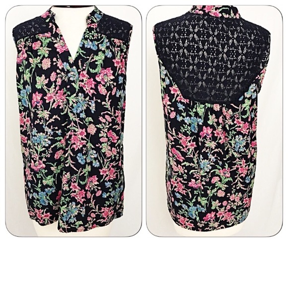 ‼️SALE Chic Floral Lace Tunic Sleeveless Top SM - Picture 6 of 7